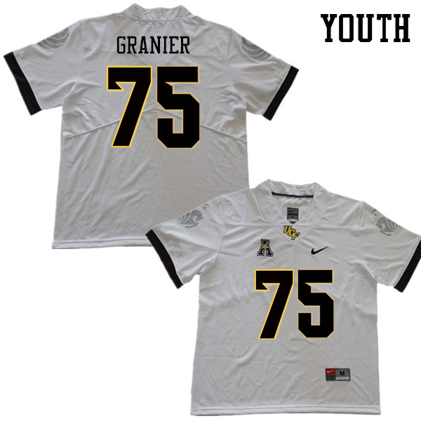 Youth #75 Bailey Granier UCF Knights College Football Jerseys Sale-White